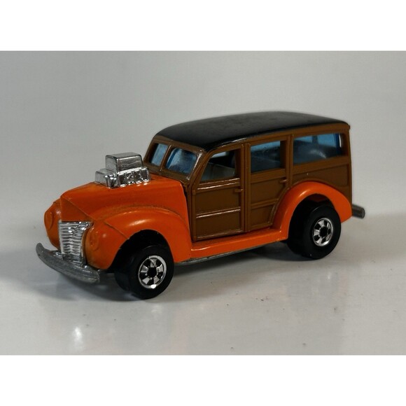 VTG 1979 HOT WHEELS 1:64 1940s WOODIE WAGON CUSTOM HI RAKERS BLACKWALL HK ORANGE - Picture 1 of 9
